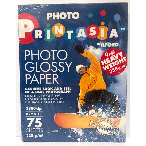 Photo Printasia By ILford Glossy Photo Paper 75 Sheets 2880 DPI 238 G/M² 116344 - Picture 1 of 2
